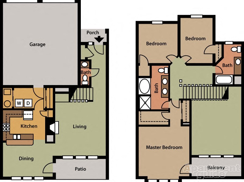 Three Bedroom, Two and a Half Bath with Two Car Attached Garage